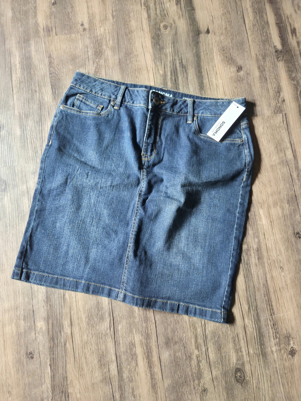 NWT SONOMA Denim Jean Skirt in Dark Wash Sz 12, Short Skirt - Picture 3 of 11